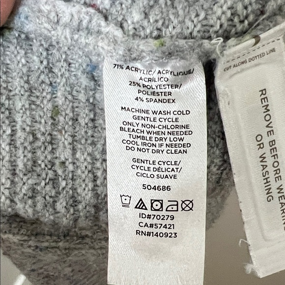 Loft Plus Grey Mulit Color Speckled Accents Cozy Turtleneck Sweater Size 20/22 - Picture 5 of 7